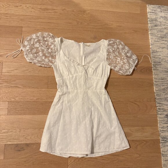 For Love and Lemons Felix White Eyelet Lace Mini Dress Size Small - Picture 2 of 5